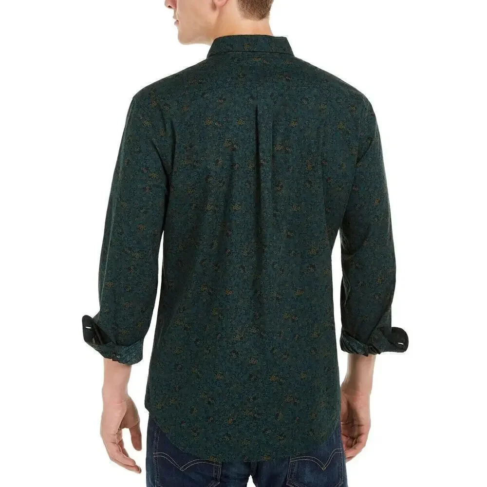 Levis Green Floral Shirt Long Sleeve Button Down Chest Pocket Casual Men's XXL